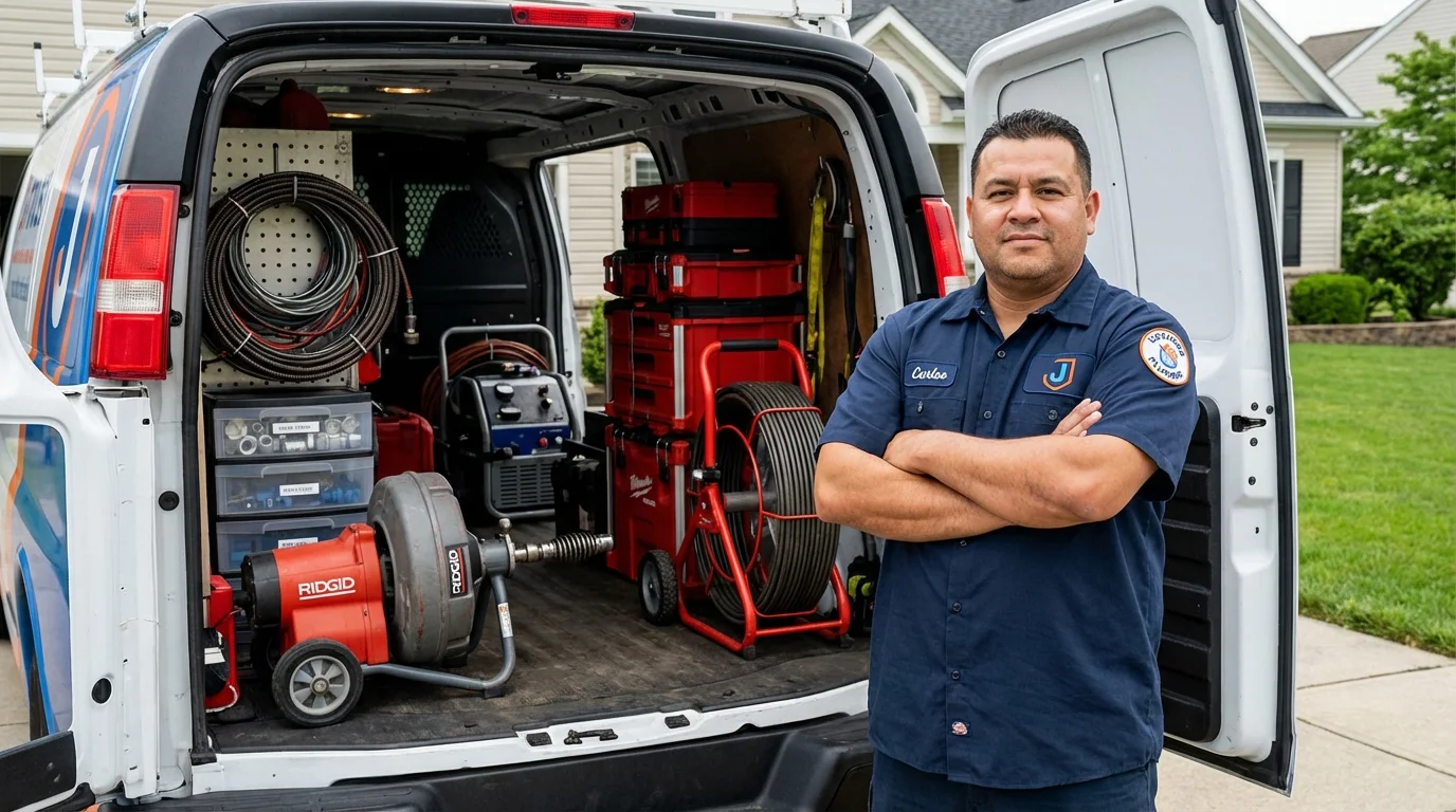 Professional drain cleaning equipment and Johns Plumbing LLC plumber in Coeburn