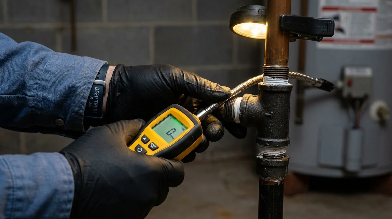 Gas leak detection with electronic sniffer by Johns Plumbing LLC in Coeburn