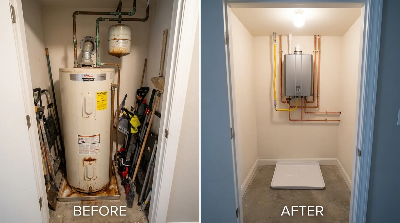 Tank water heater versus wall-mounted tankless unit comparison for Coeburn, VA homeowners